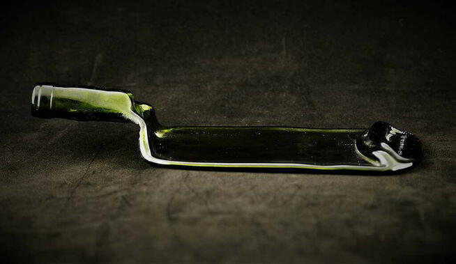 SZKLANA PŁASKA BUTELKA FUSING ZIELEŃ BUTELKOWA