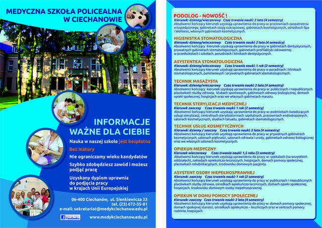 Medyczna Szkoła Policealna w Ciechanowie- ZAPRASZAMY!