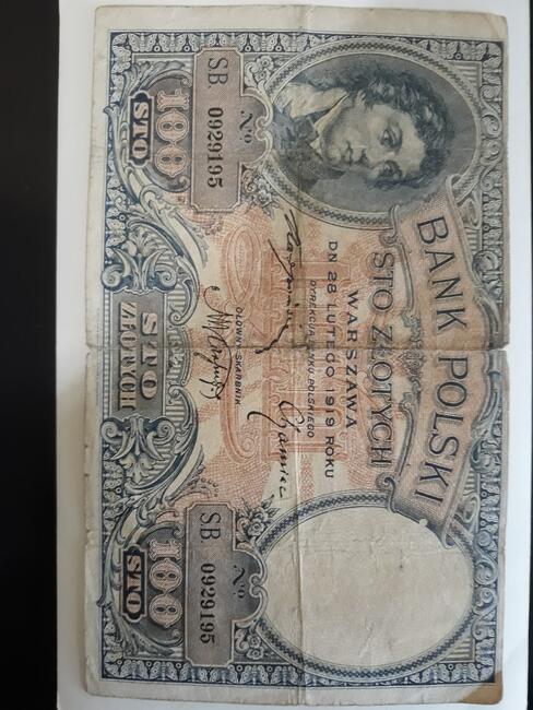 Przedwojenny banknot 100zl.