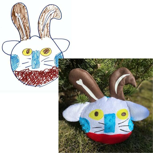 Wspomnisie-Maskotka pluszak z rysunku dziecka. Wysyłka grati