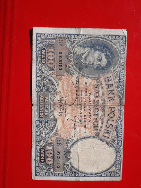 Przedwojenny banknot 100zl.