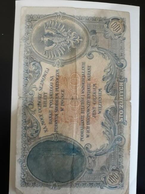 Przedwojenny banknot 100zl.