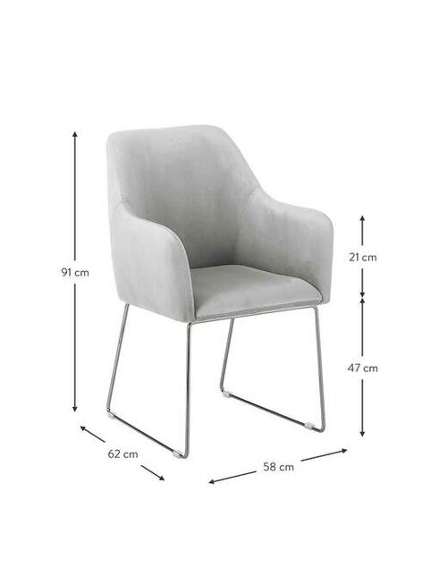 Krzesło Isla z aksamitu z podłokietnikami