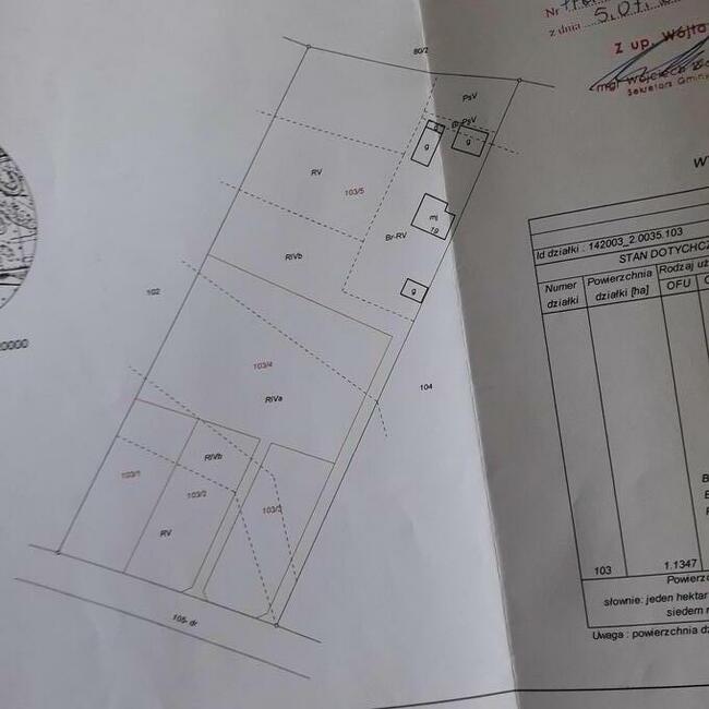 Na sprzedaż działka budowlana 1000 m2 nr 103/3