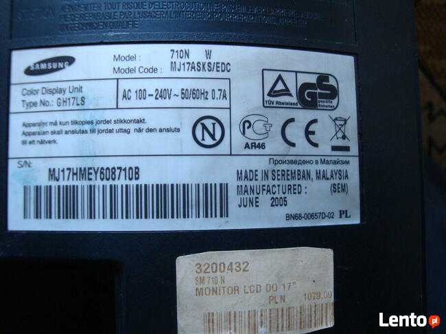 MONITOR SAMSUNG 17 cali