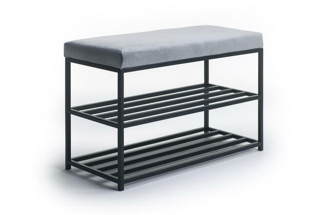 Ławka tapicerowana do przedpokoju, z półkami na buty