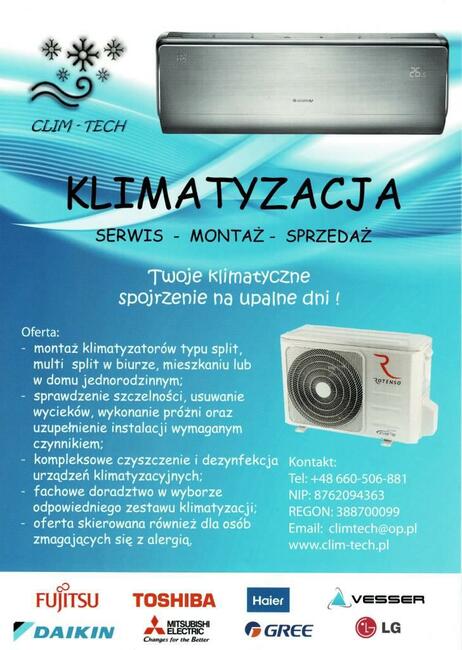 Klimatyzacja - Serwis, montaż, sprzedaż