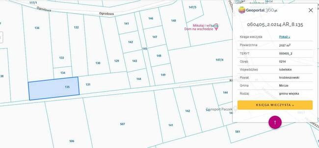 Działka siedliskowa + łąka. Kryłów, gm. Mircze