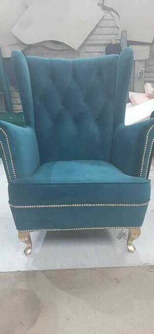 wyprzedaz fotel Uszak błyszczący od ręki mega glamour