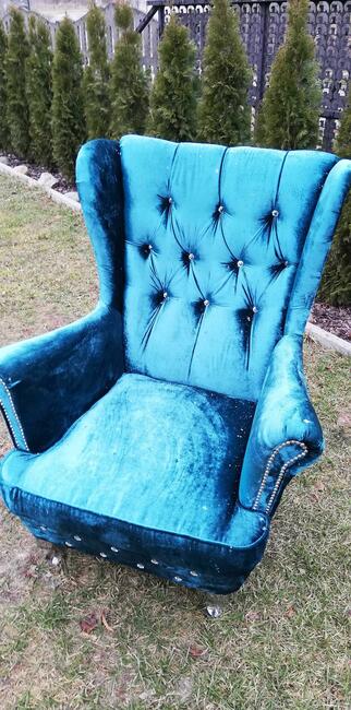 wyprzedaz fotel Uszak błyszczący od ręki mega glamour