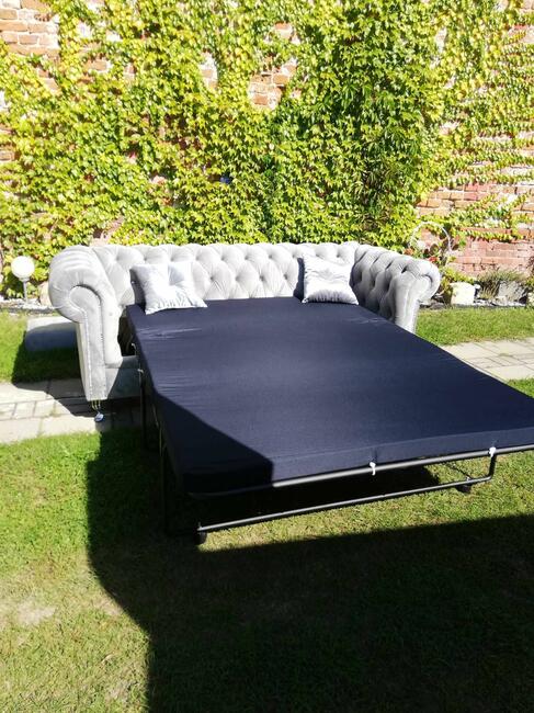 Sofa glamour wypasiona 220dluga, z f spania chesterfield
