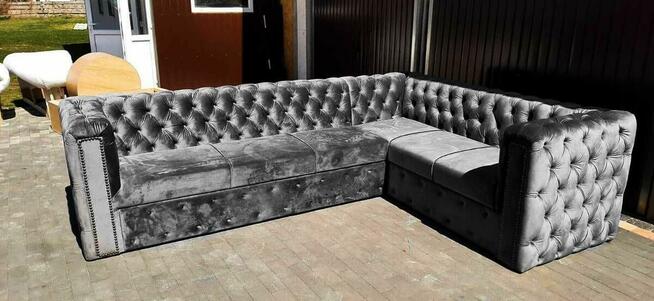 Narożnik chesterfield głęboko pikowany glamour producent