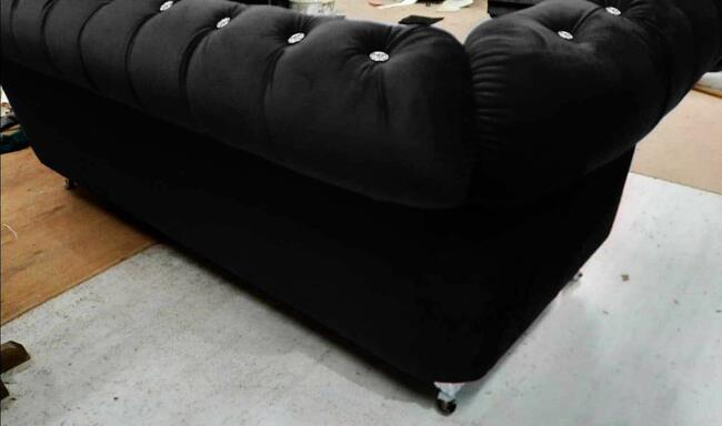 Sofa chesterfield kryształki chrom noga f spania glamour