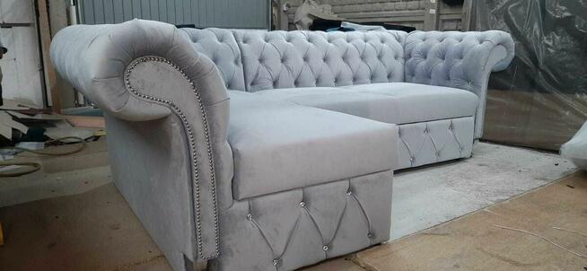 Narożnik glamour 250x160 f spania chesterfield głęboki pik