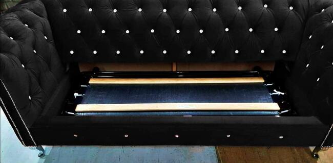 Sofa chesterfield kryształki chrom noga f spania glamour