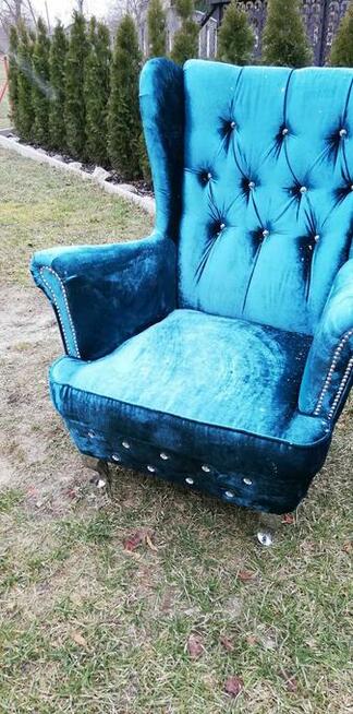 wyprzedaz fotel Uszak błyszczący od ręki mega glamour