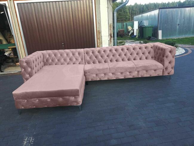 Narożnik glamour chesterfield mega wygoda pojemnik