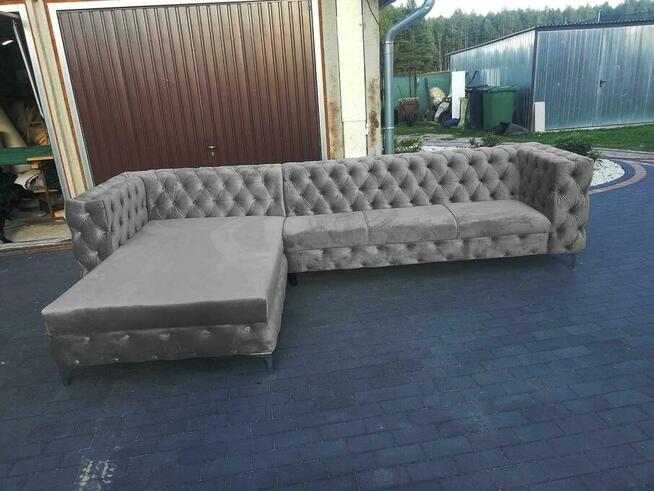 Narożnik glamour chesterfield mega wygoda pojemnik