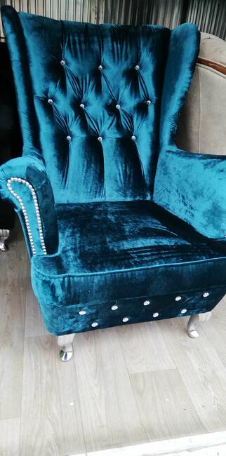 wyprzedaz fotel Uszak błyszczący od ręki mega glamour