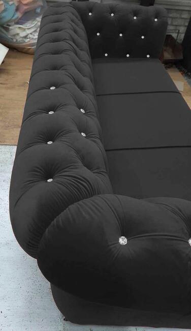 Sofa chesterfield kryształki chrom noga f spania glamour