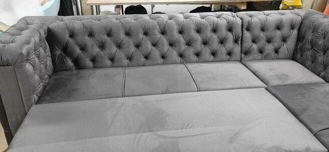 Narożnik chesterfield głęboko pikowany glamour f spania