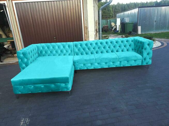 Narożnik glamour chesterfield mega wygoda pojemnik