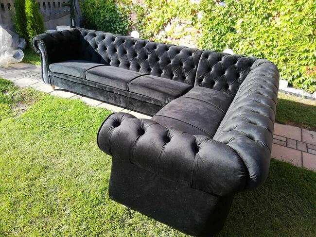 głęboki pik chesterfield narożnik glamour velur mega styl