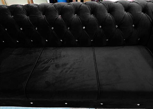Sofa chesterfield kryształki chrom noga f spania glamour