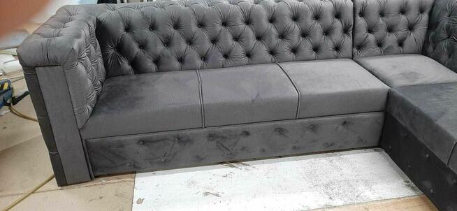 Narożnik chesterfield głęboko pikowany glamour f spania