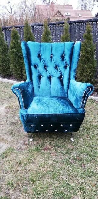 wyprzedaz fotel Uszak błyszczący od ręki mega glamour