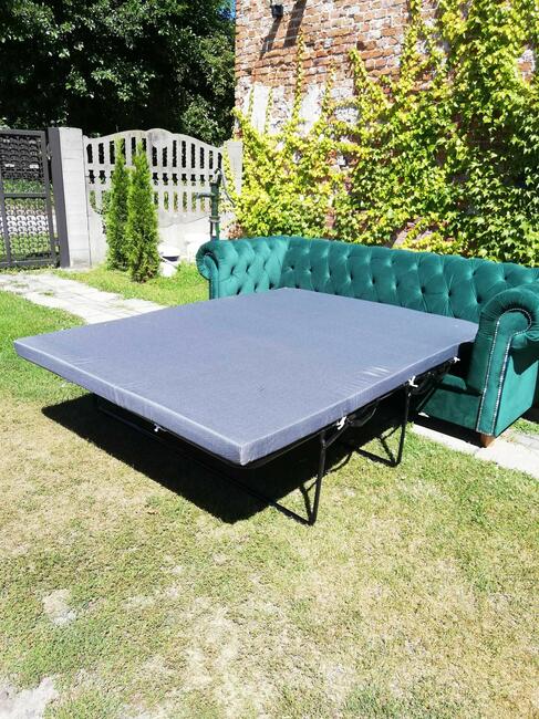 Sofa glamour z f spania chesterfield butelkowa zielen