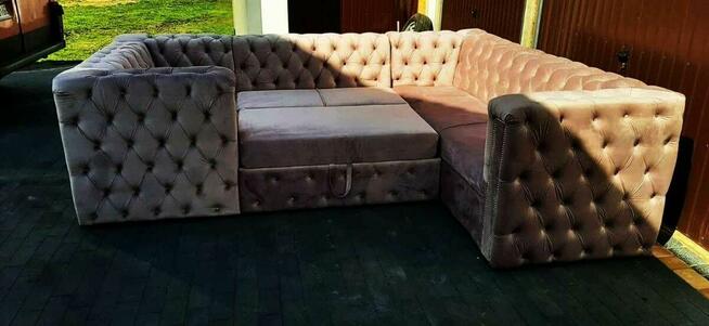 Naroznik chesterfield głęboko pikowany 160/300/240