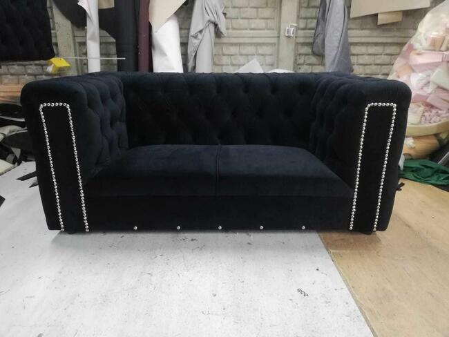 Chesterfield kwadratowy glamour f s chrom ludwik sofa kanapa