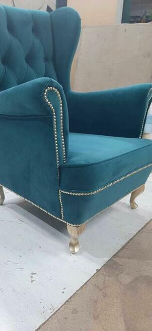 wyprzedaz fotel Uszak błyszczący od ręki mega glamour