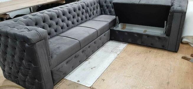 Narożnik chesterfield głęboko pikowany glamour producent