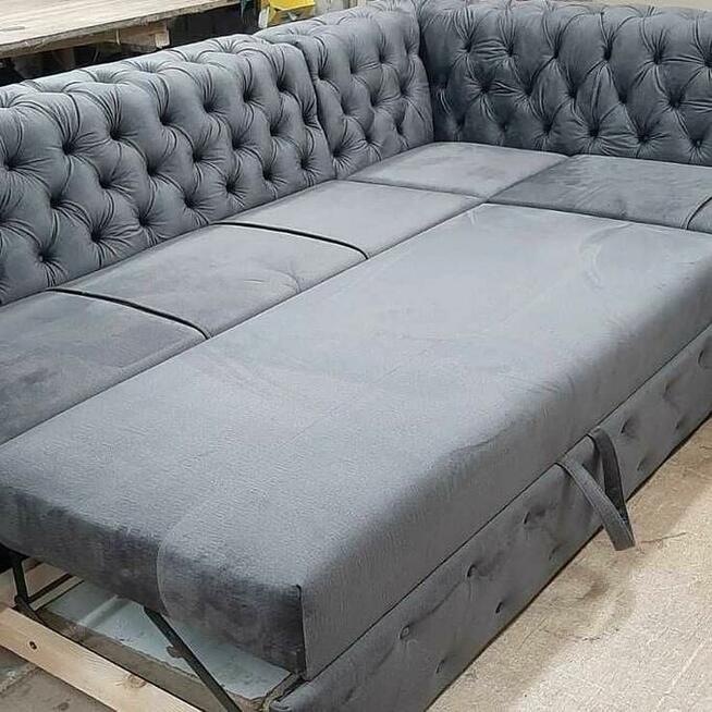 Narożnik chesterfield głęboko pikowany glamour f spania