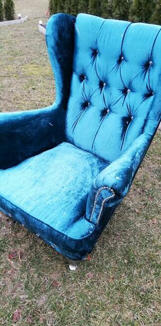 wyprzedaz fotel Uszak błyszczący od ręki mega glamour