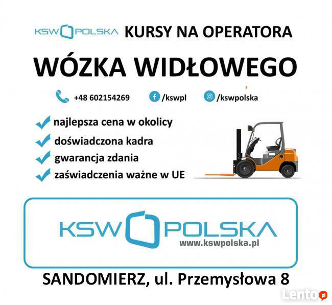 Kurs na WÓZKI JEZDNIOWE- WIDŁOWE