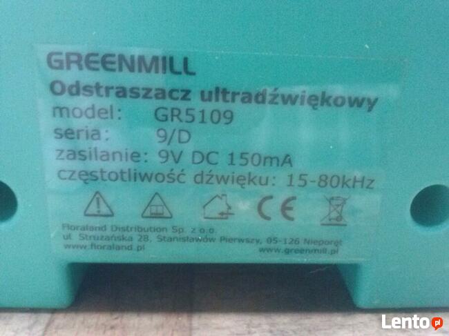 Odstraszacz ultradźwiękowy Greenmill, 15 - 80 kHz, 90 zł.
