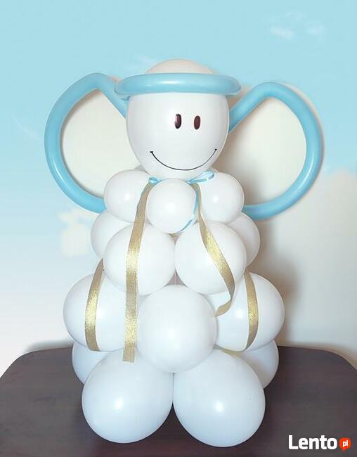 Aniołki z balonów, balony, komunia, chrzest