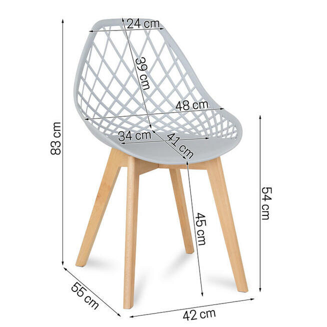 Krzesło szare ażurowe drewniane nogi Darmowa dostawa