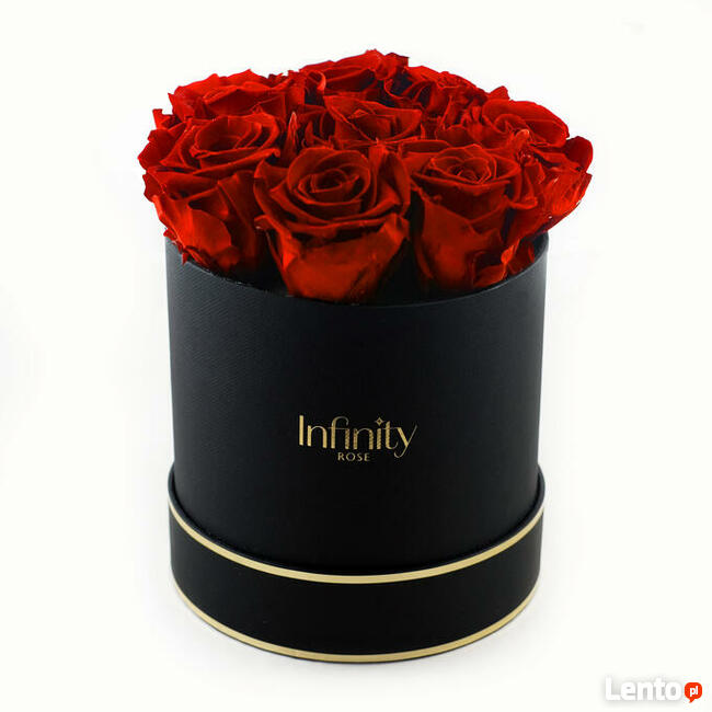 Czarno-złoty Flower Box PRAWDZIWE wieczne róże Dzień Matki