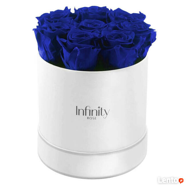 Flower Box wieczne róże srebro niebieskie prezent