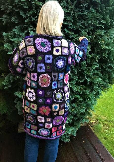 Wełniany kardigan - płaszcz Lawender jazz field