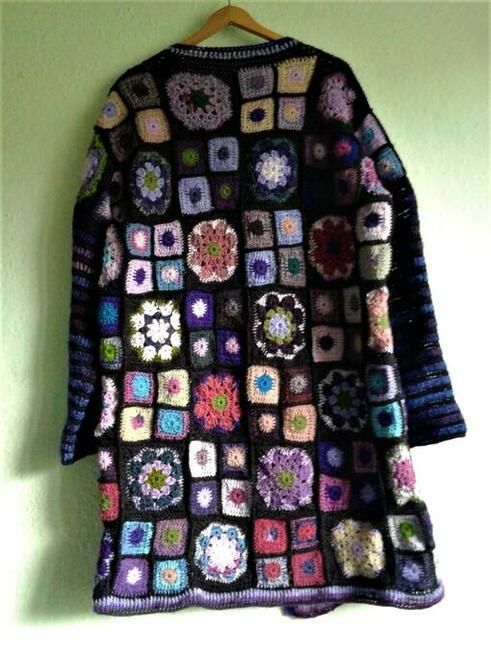 Wełniany kardigan - płaszcz Lawender jazz field