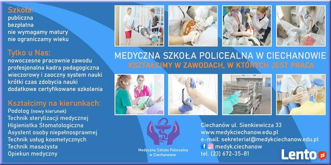 Medyczna Szkoła Policealna w Ciechanowie- ZAPRASZAMY!!!