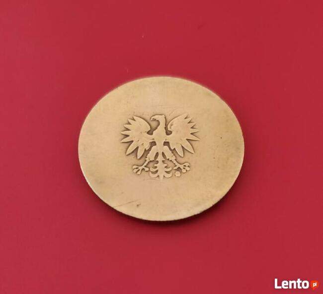 5zł z lat 1975-1979 Destrukt, w slabie śr.24mm 5g mosiądz