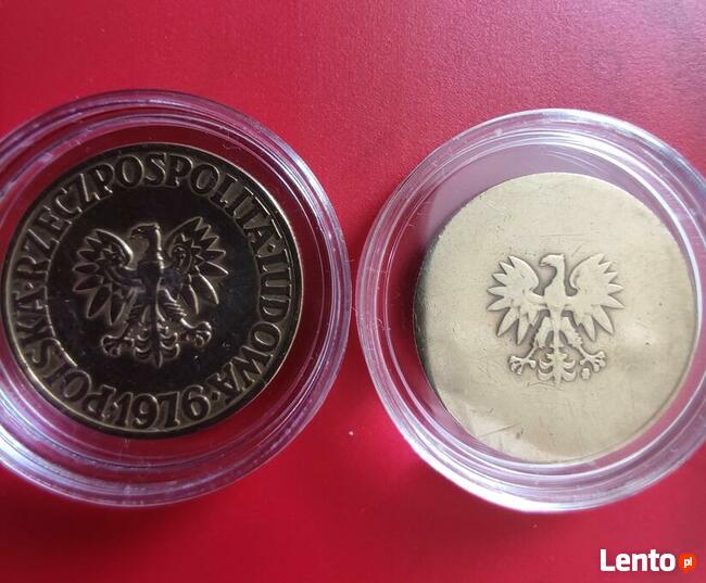 5zł z lat 1975-1979 Destrukt, w slabie śr.24mm 5g mosiądz