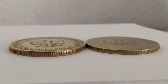 5zł z lat 1975-1979 Destrukt, w slabie śr.24mm 5g mosiądz