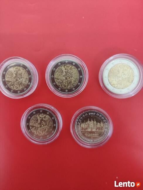 2 euro okolicznościowe Niemcy 5szt. w kapslach ochronnych